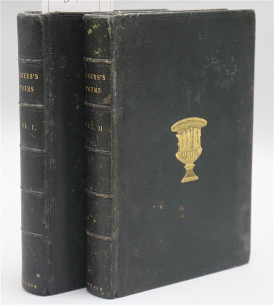 Rogers, Samuel - Italy, A Poem, 2 vols, black calf, gilt, 8vo, with presentation inscription from the author,